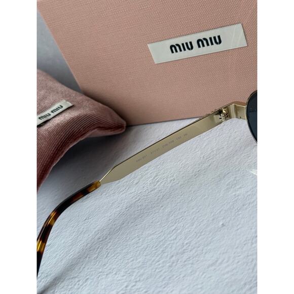 NEW Miu Miu MU B51S Gold Oval Sunglasses $578